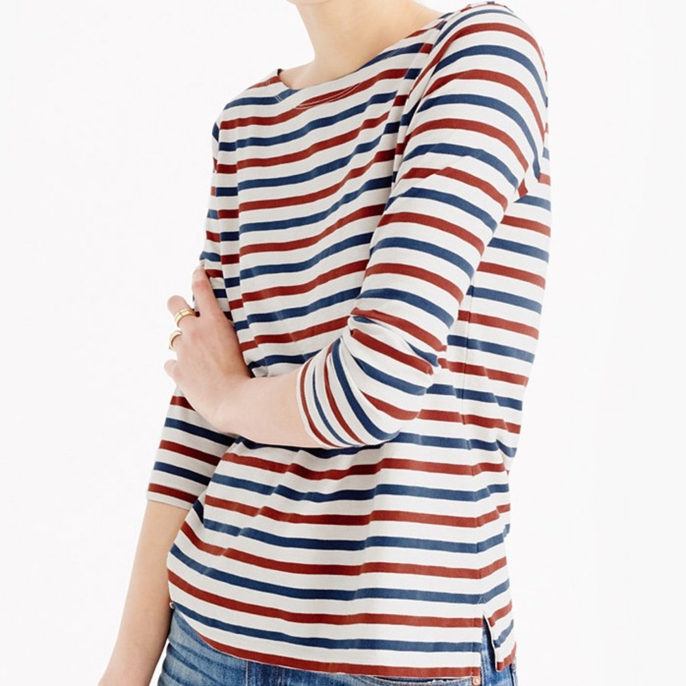 NWT J.Crew Striped Top Navy/Ivory/Red XXS